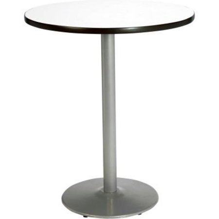 KFI KFI 36" Round Bar Height Restaurant Table, White Table/Silver Base T36RD-B1922-SL-CL-38